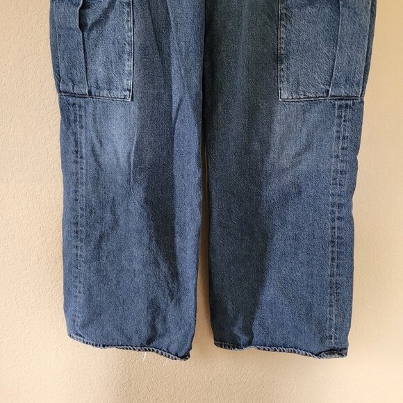 Agolde Jeans Wide Leg Minka Cargo Denim Size 29 Blue High Rise 90s Retro - Picture 9 of 12